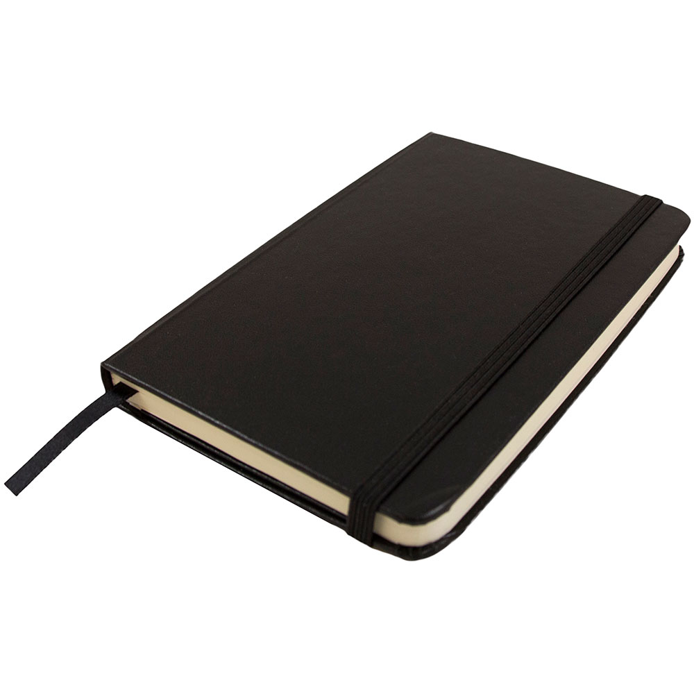 JAM Hardcover Notebook with Elastic Band, 1/Pack, Black, Small, 3 3/4 x 5  5/8, 100 Lined Sheets 